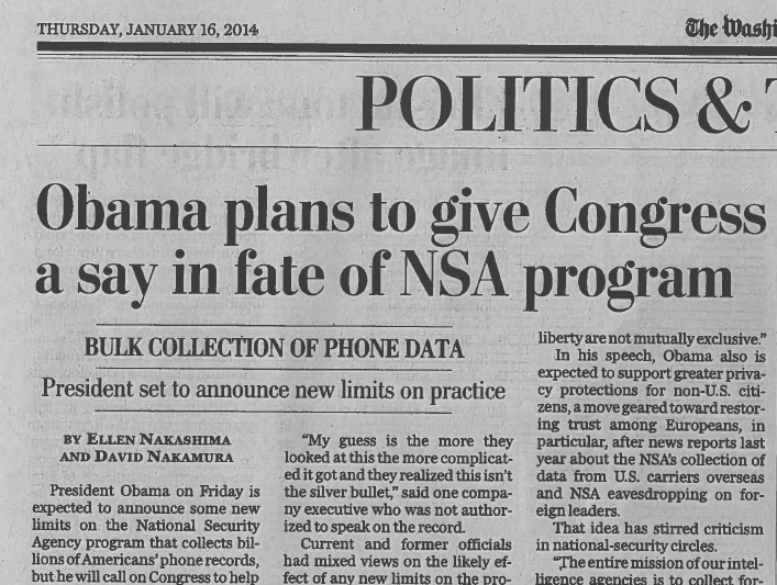 Obama allows Congress a voice in NSA