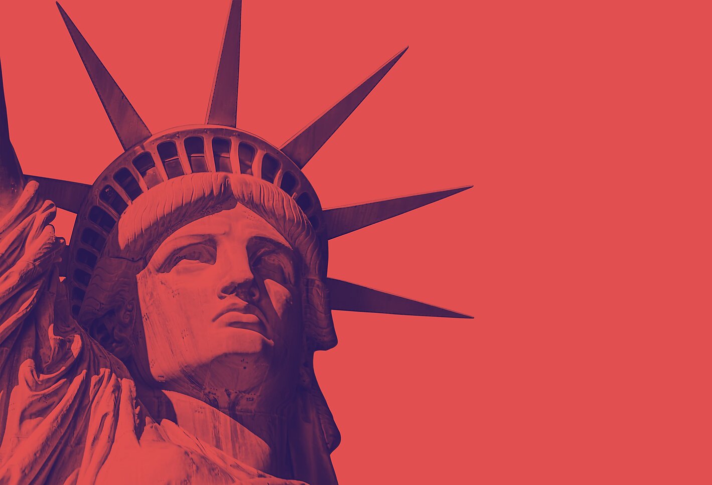 Statue of Liberty with a red overlay