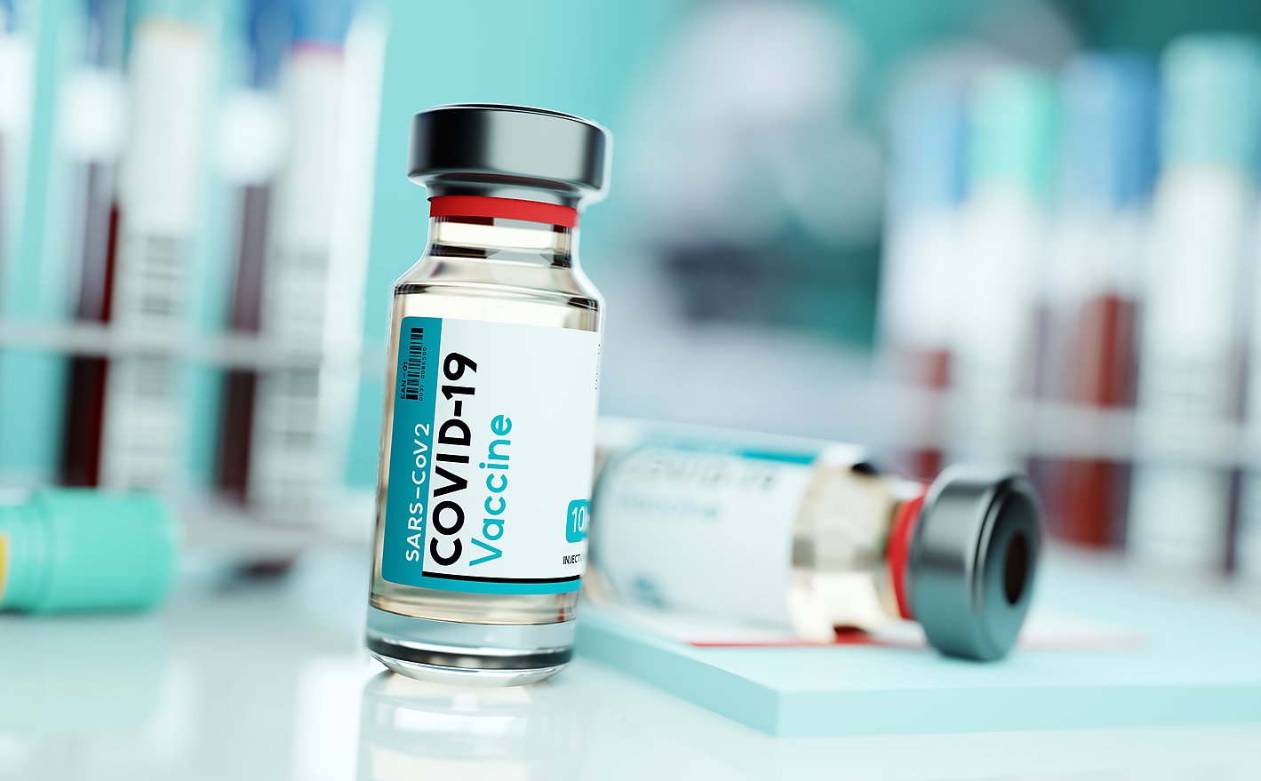Glass Covid 19 vaccine bottles
