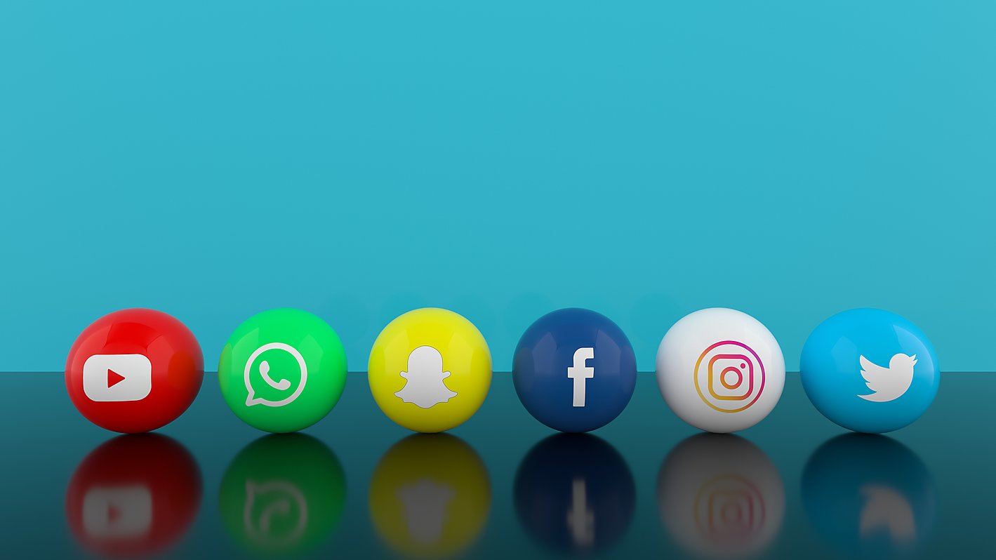 Marbles with social media icons on them