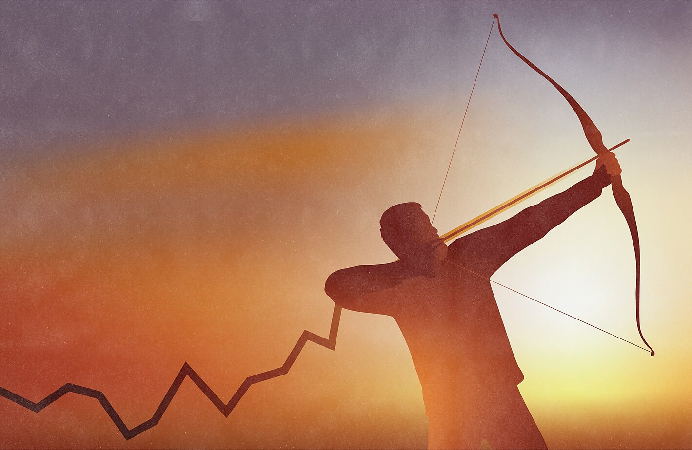 An illustration of an archer shooting an arrow into the sky
