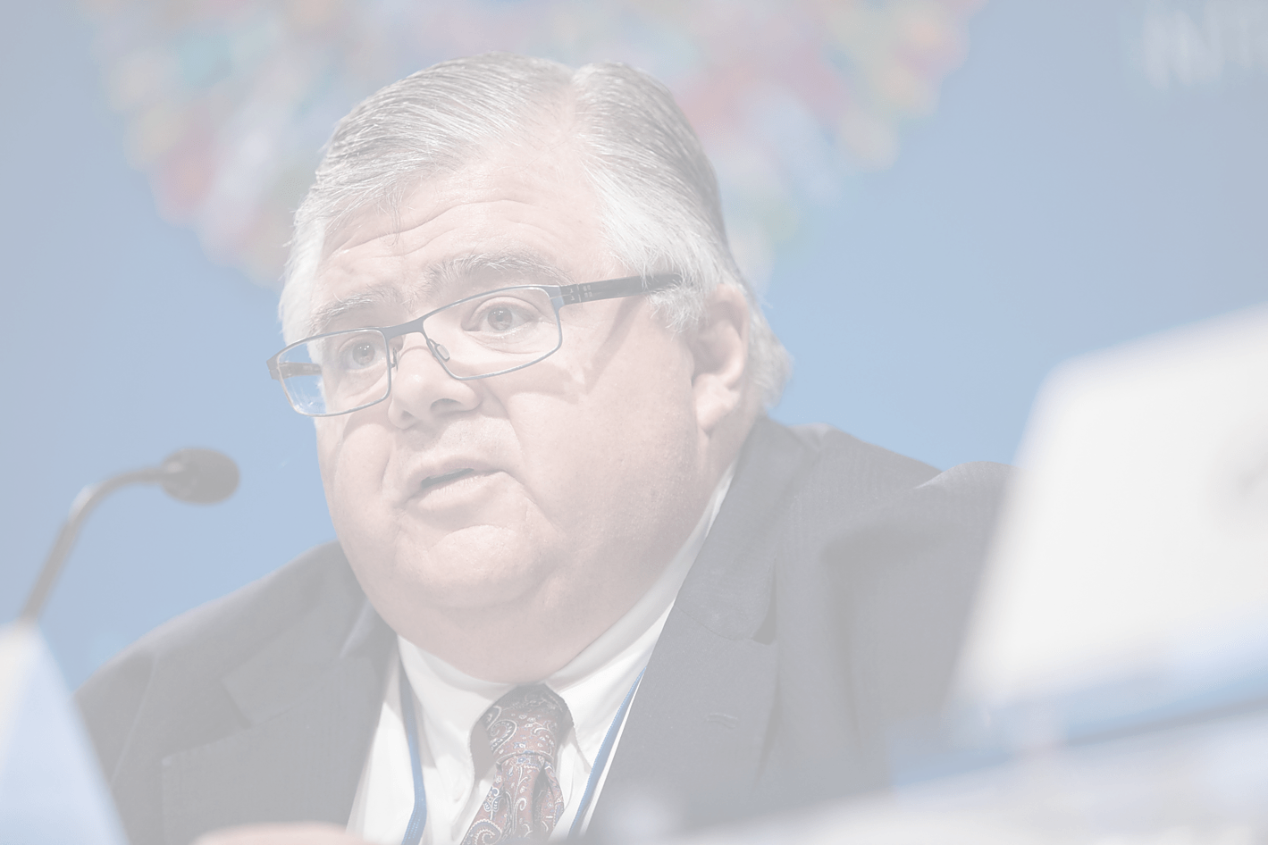 Chairman of the IMFC and Bank of Mexico Governor Agustin Carstens speaks during an IMFC press conference.