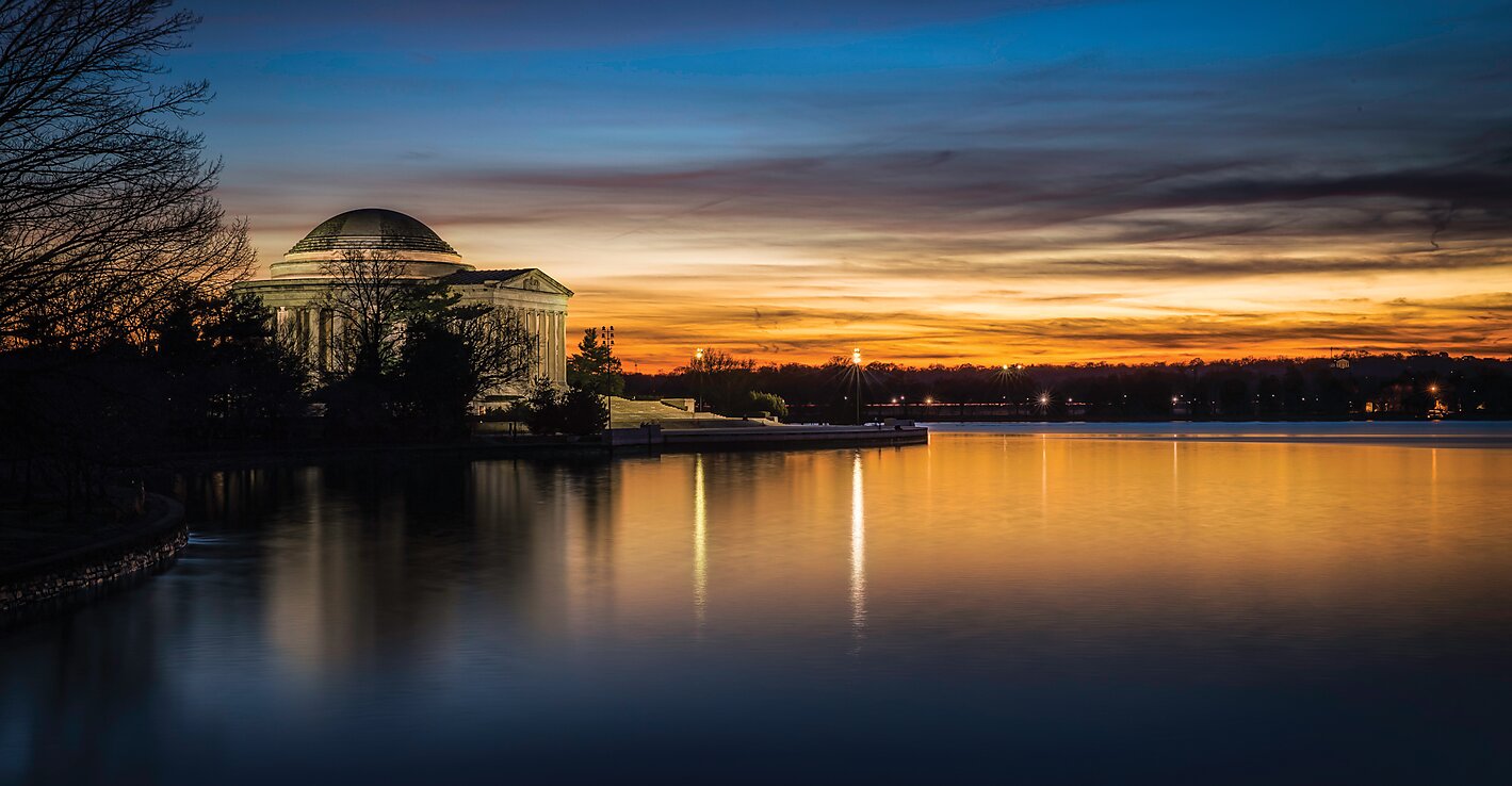 The Tidal Basin in DC at sunset.