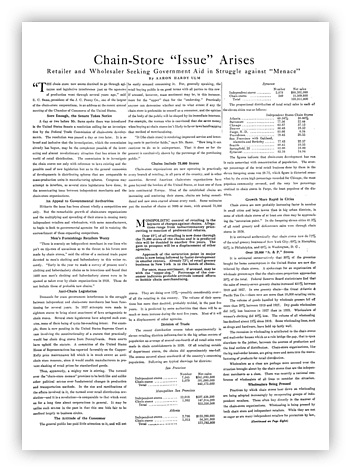 "Chain Store Issues Arise" Newspaper Article