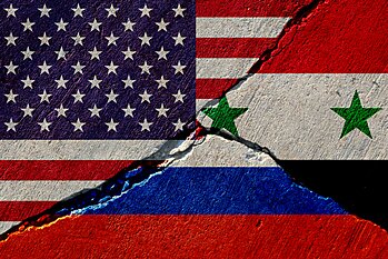 US and Syria Flags Put Together