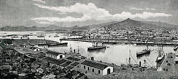 Illustration of an 1800s shipyard