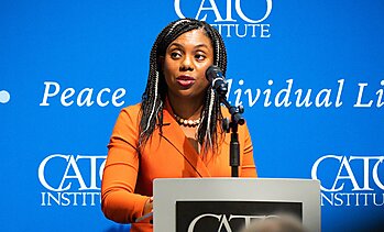 Kemi Badenoch speaks at a Cato event