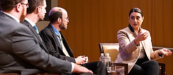 At the event “Reducing Risk from Arms Sales,” Rep. Sara Jacobs (D-CA) discusses current efforts to weigh and mitigate risks that the sale of U.S. weapons can pose.