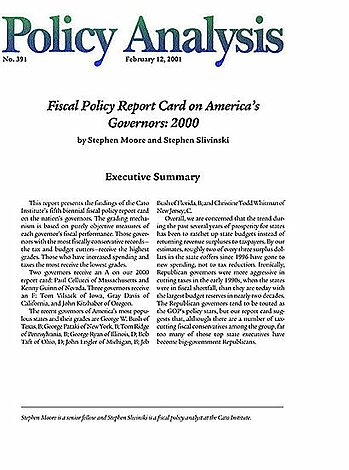 Fiscal Policy Report Card on America's Governors 2000 Cover
