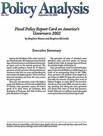 Fiscal Policy Report Card on America's Governors 2002 Cover