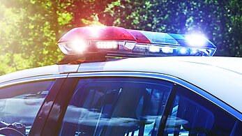 Emergency lights on police car.