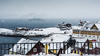 Warship off Greenland coast