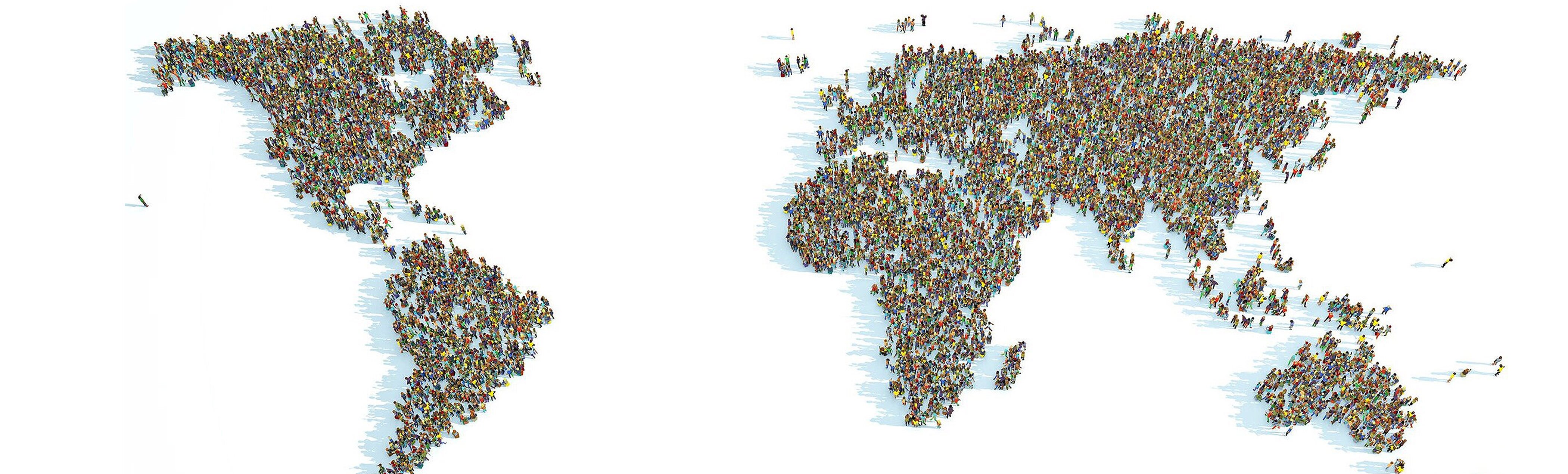 A world map consisting of thousands of people - 3d illustration