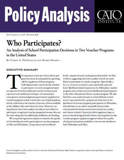 Who Participates? An Analysis of School Participation Decisions in Two  Voucher Programs in the United States