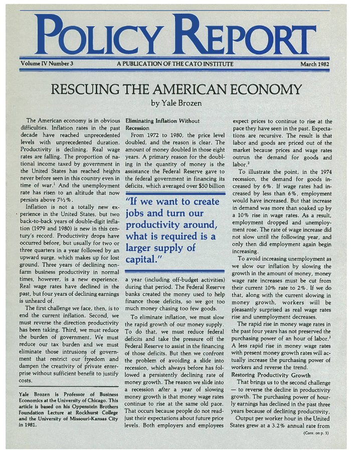 Northwest nautical mile Oxidize Policy Report: March 1982 | Cato Institute