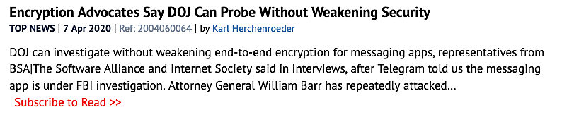 Communications Daily April 7 2020 Telegram story screenshot