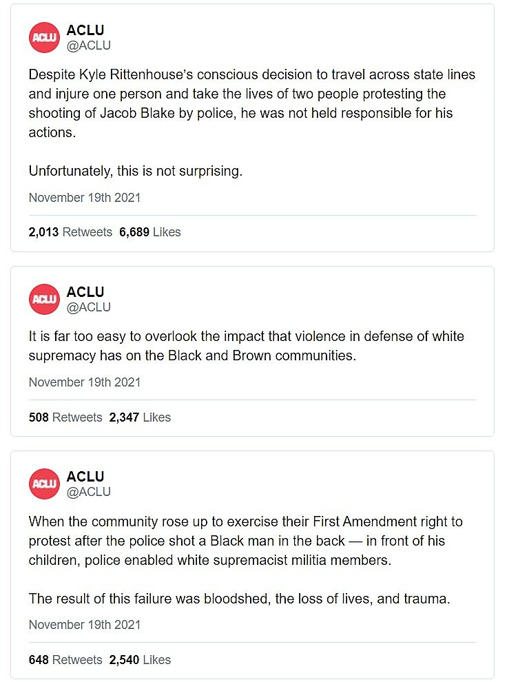 ACLU Rittenhouse tweet