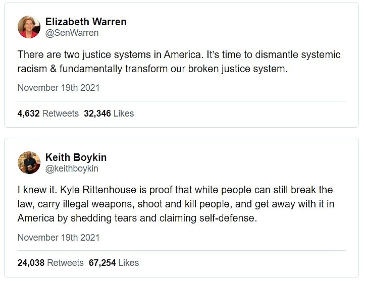 Elizabeth Warren Rittenhouse tweet