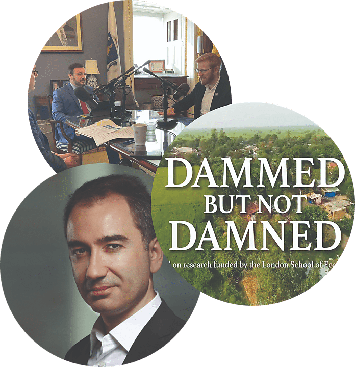 Mustafa Akyol, Cato Daily Podcast being recorded, and "Damned but not Damned" book cover