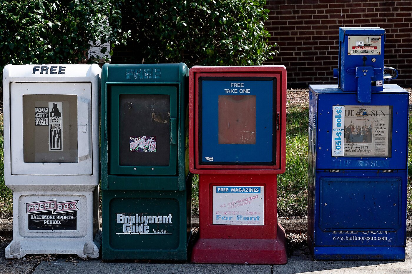 Empty Newspaper Dispensers