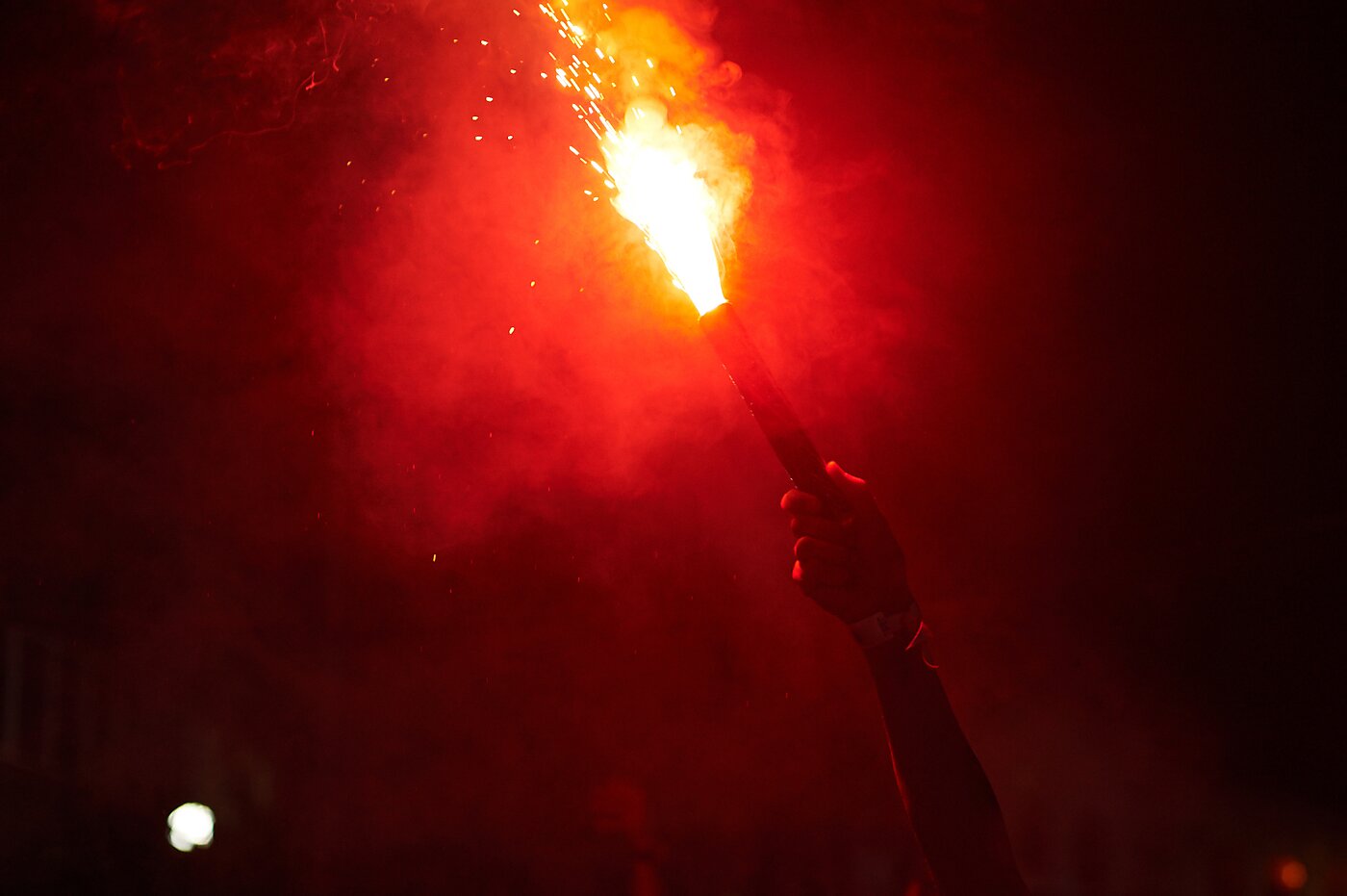 Red flare in the night