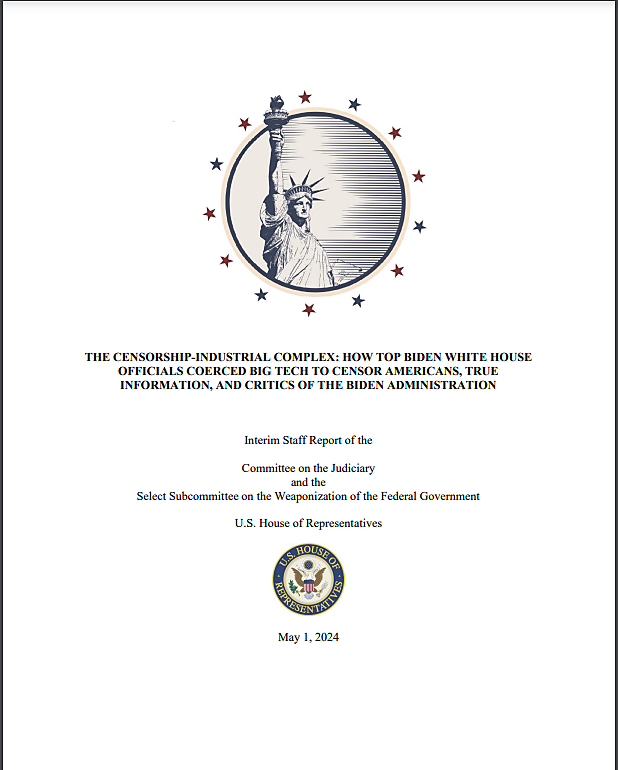 House Judiciary Censorship Report cover page