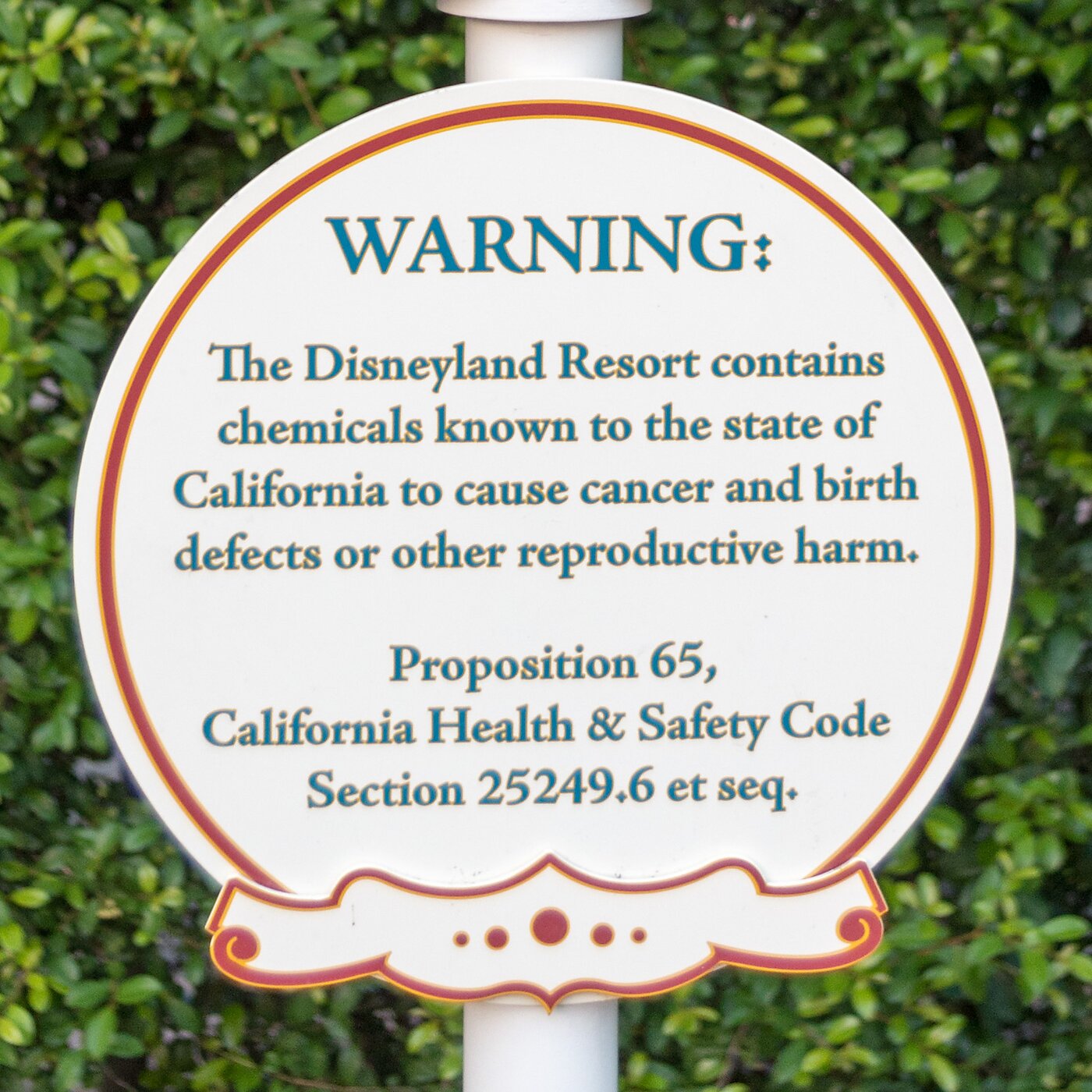 Disneyland Proposition 65 warning