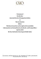 Testimony of "How the Border Crisis Impacts Public Safety" cover