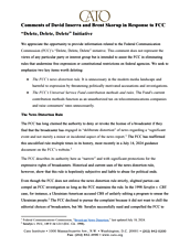 Comments in Response to FCC “Delete, Delete, Delete” Initiative