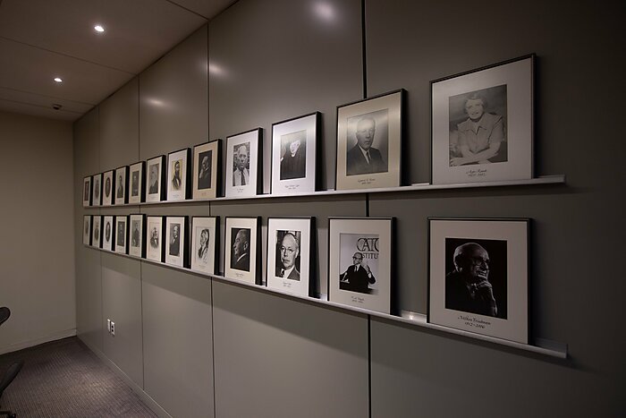 Portraits of Cato Institute leadership displayed at headquarters